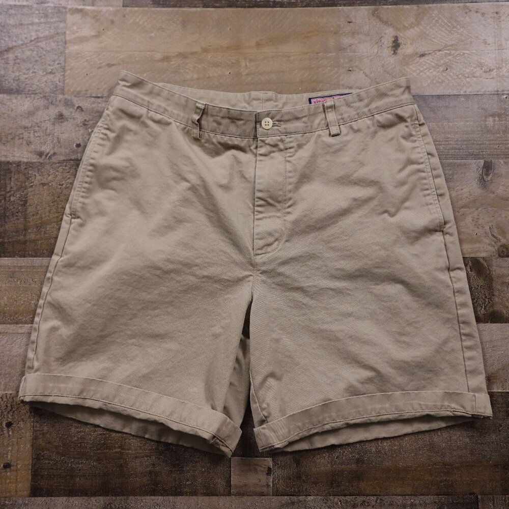 Vineyard Vines Club Shorts Men’s 35 Khaki Cotton Preppy Casual